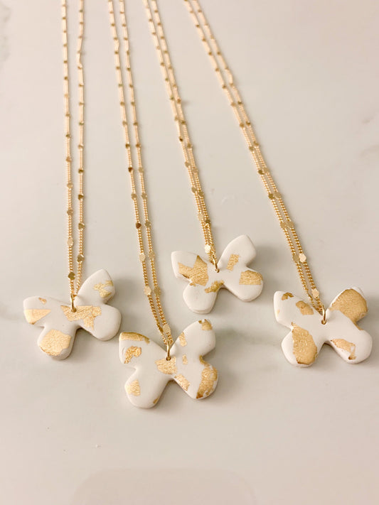 Elegant 18k Gold Plated Necklace Adorned with Unique Polymer Clay Pendant