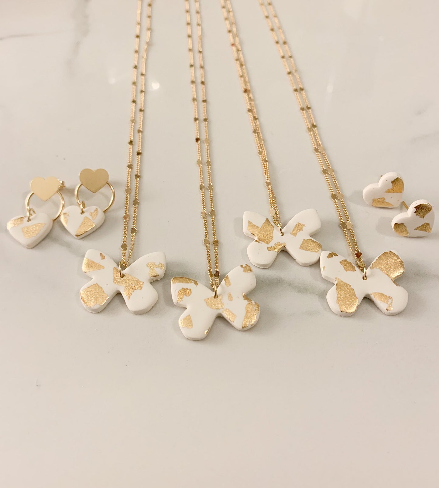 Elegant 18k Gold Plated Necklace Adorned with Unique Polymer Clay Pendant