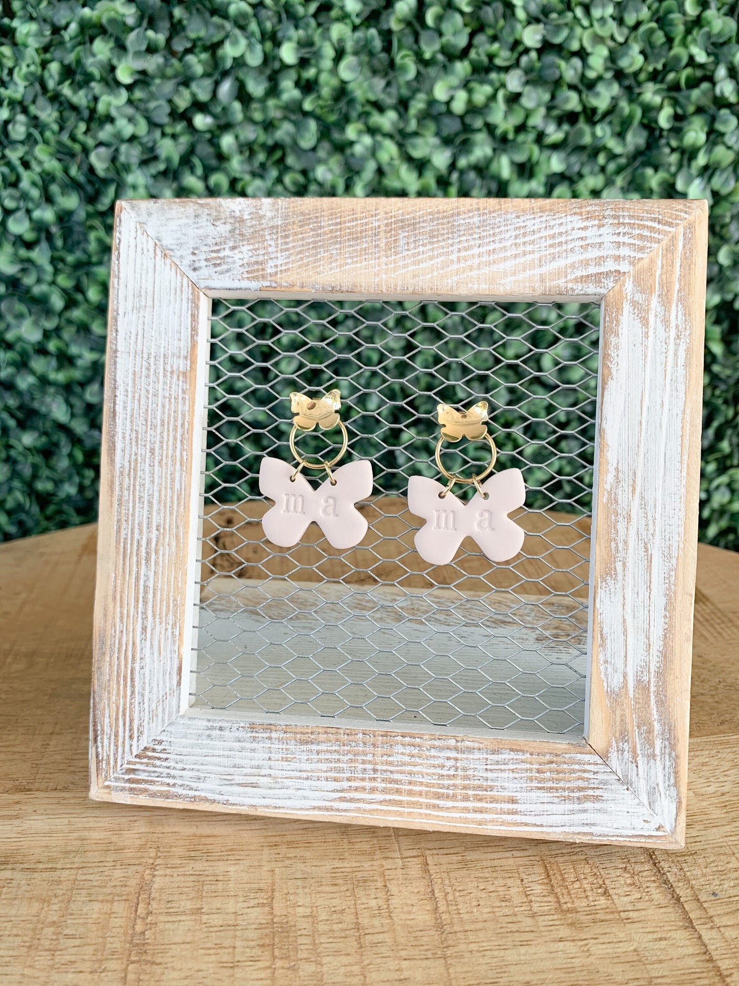 Handcrafted polymer clay earrings with intricate design and 18k gold plated earring posts