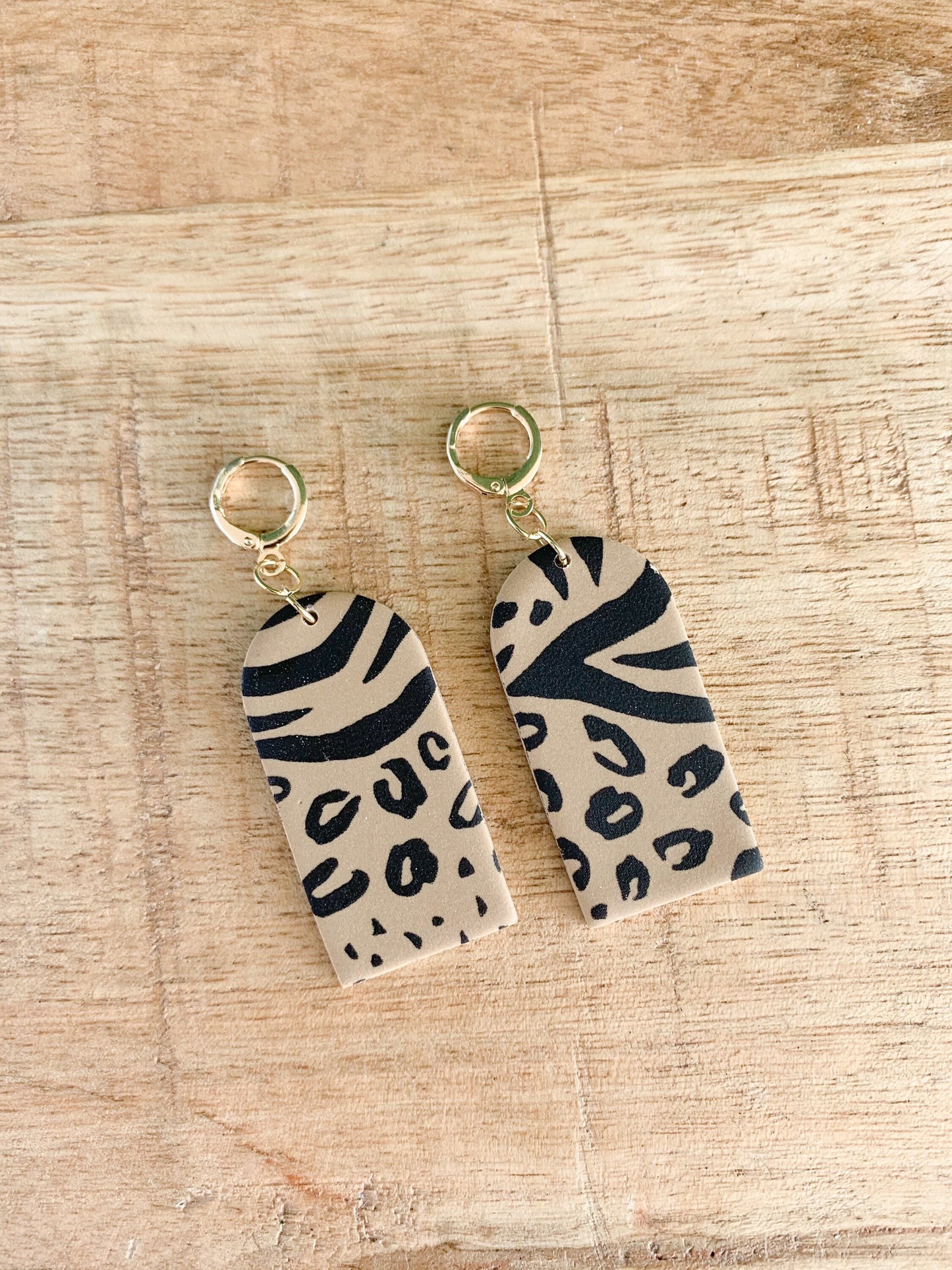 Handcrafted polymer clay earrings with intricate design and 18k gold plated earring posts