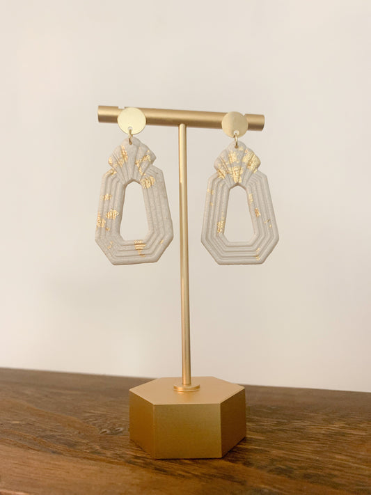 Handcrafted polymer clay earrings with intricate design and 18k gold plated earring posts