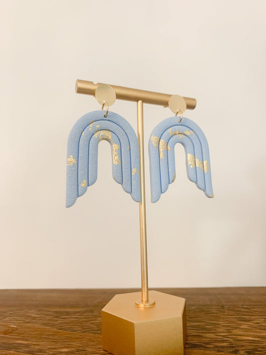 Handcrafted polymer clay earrings with intricate design and 18k gold plated earring posts