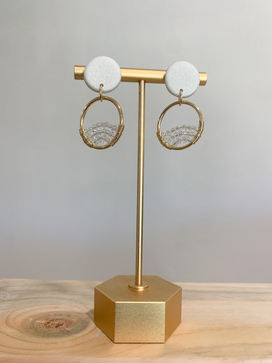 Handcrafted polymer clay earrings with intricate design and 18k gold plated earring posts