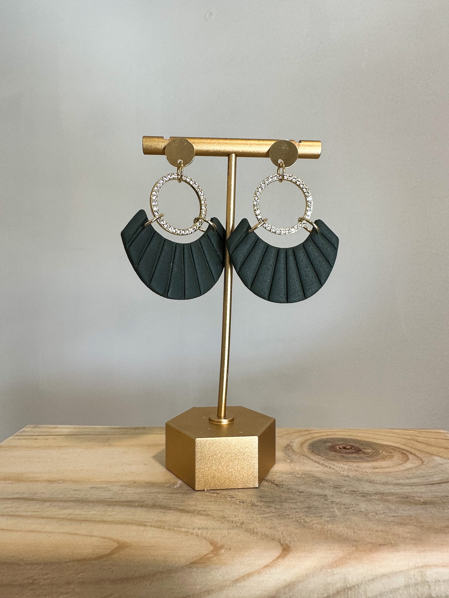 Handcrafted polymer clay earrings with intricate design and 18k gold plated earring posts