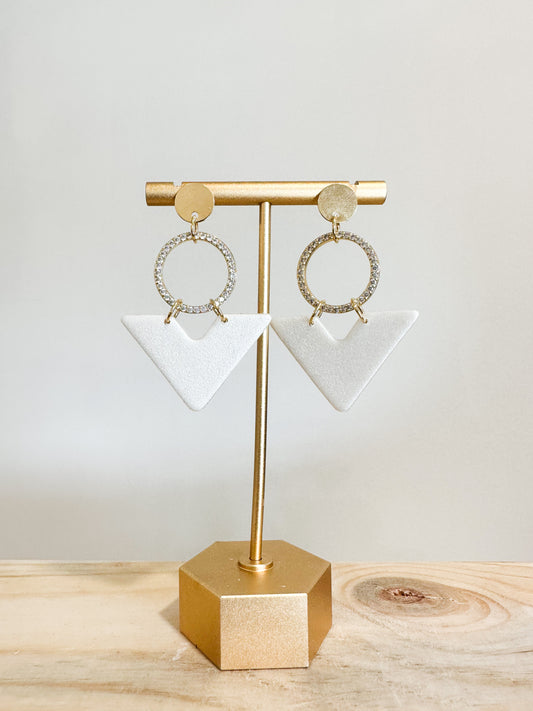 Handcrafted polymer clay earrings with intricate design and 18k gold plated earring posts