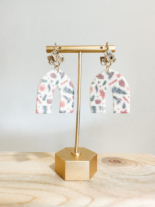Handcrafted polymer clay earrings with intricate design and 18k gold plated earring posts