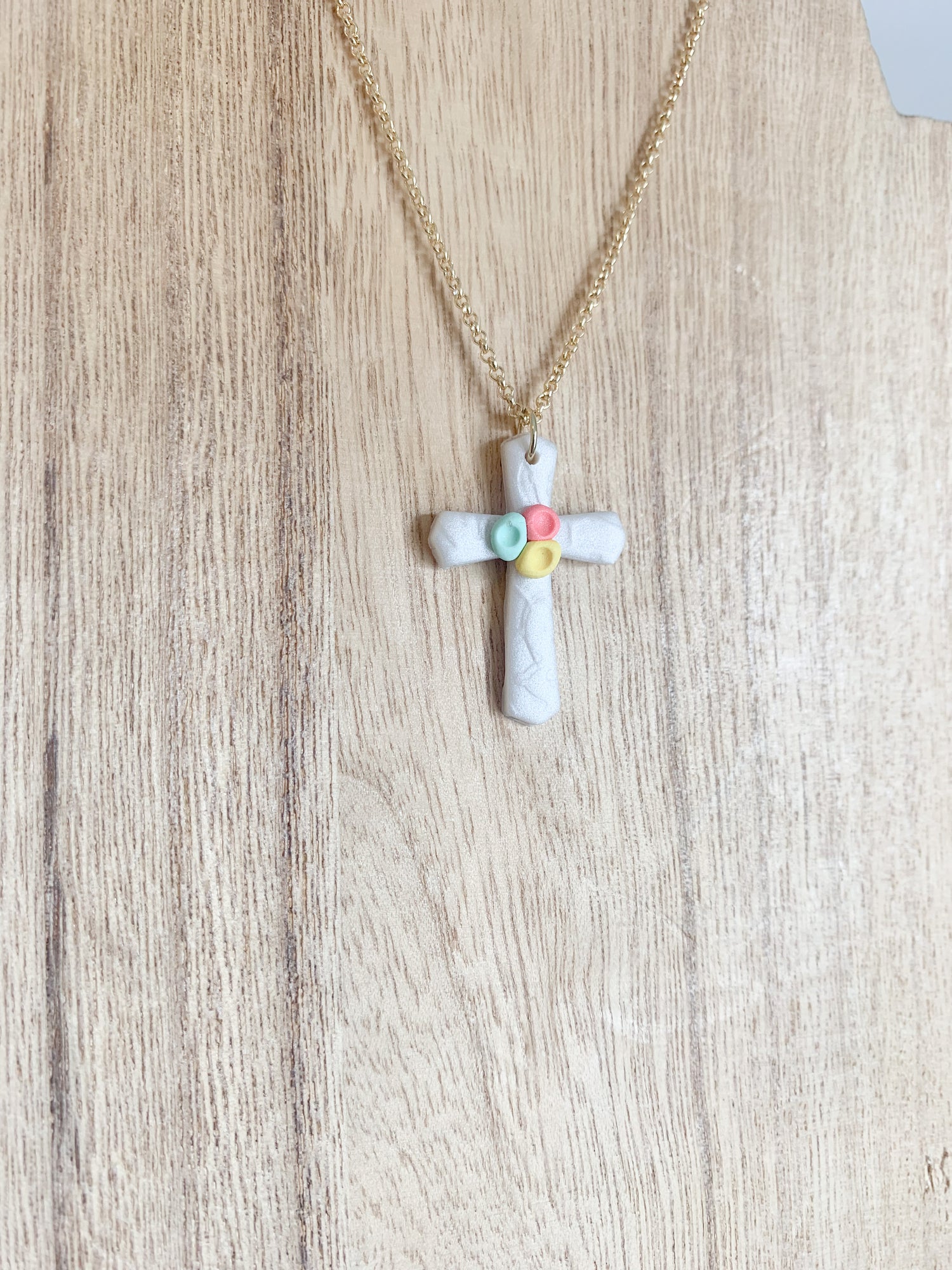 Elegant 18k Gold Plated Necklace Adorned with Unique Polymer Clay Pendant