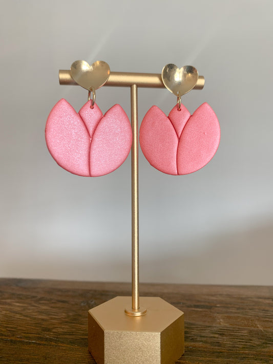 Handcrafted polymer clay earrings with intricate design and 18k gold plated earring posts