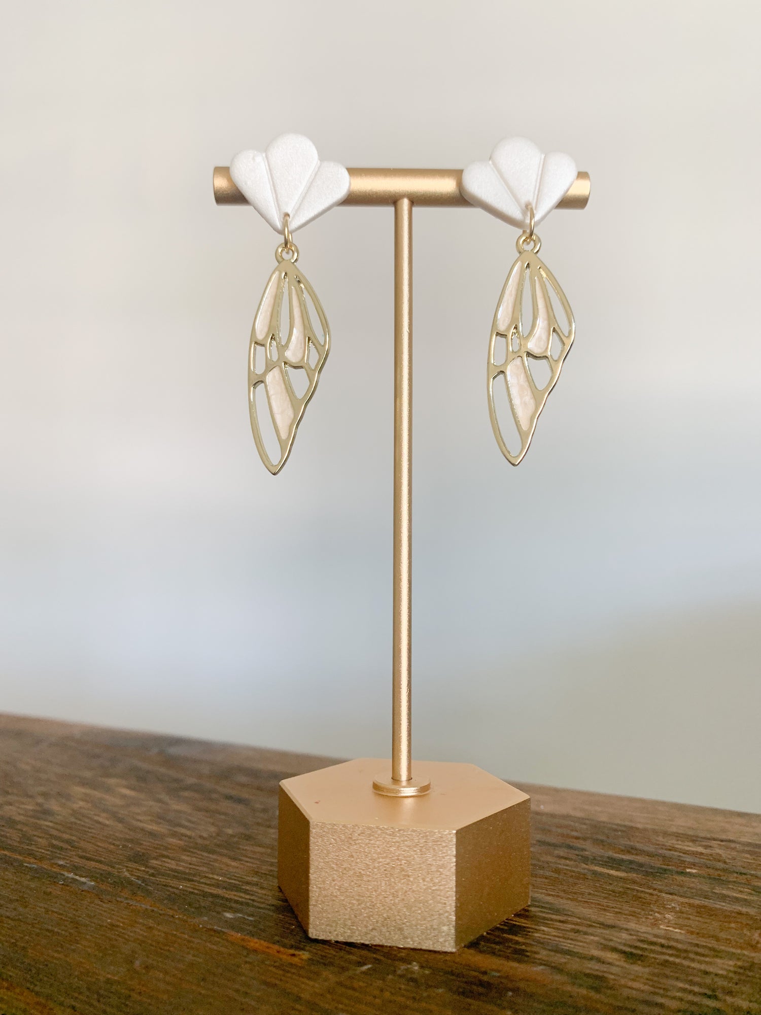 Handcrafted polymer clay earrings with intricate design and 18k gold plated earring posts