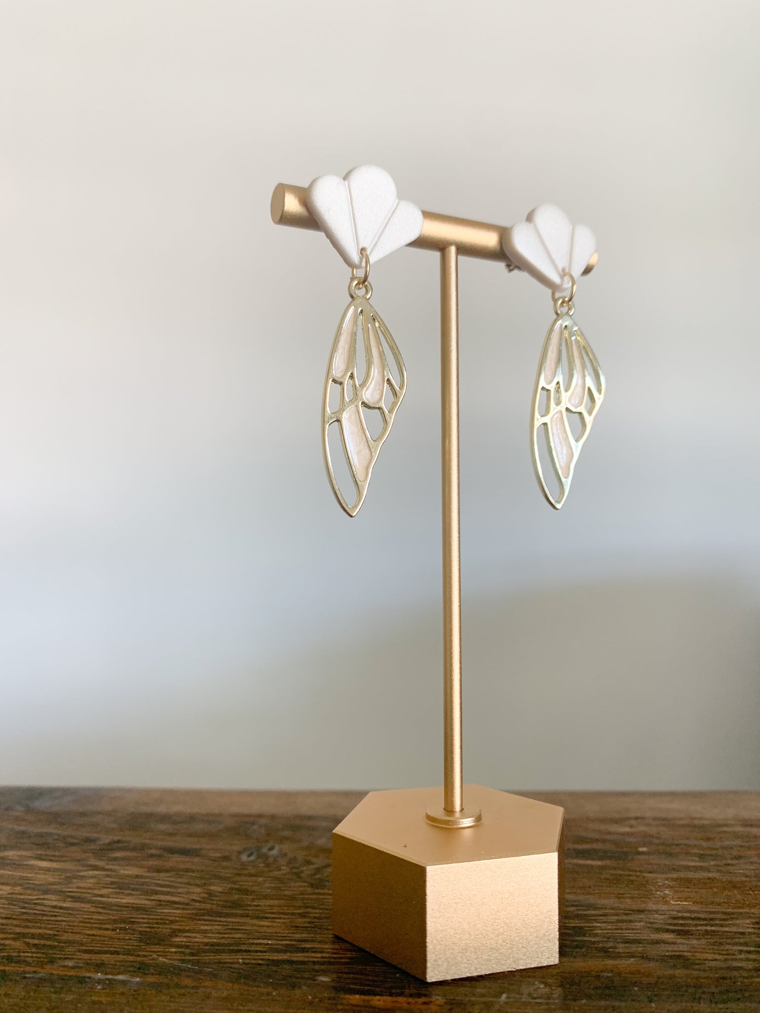 Handcrafted polymer clay earrings with intricate design and 18k gold plated earring posts