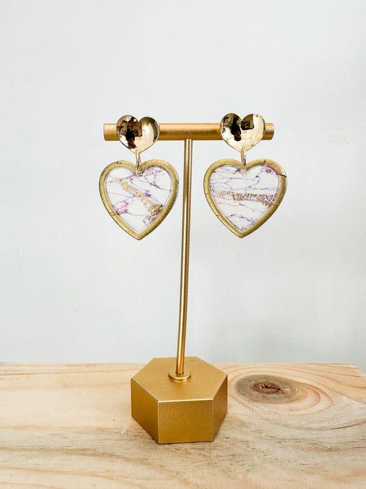 Handcrafted polymer clay earrings with intricate design and 18k gold plated earring posts