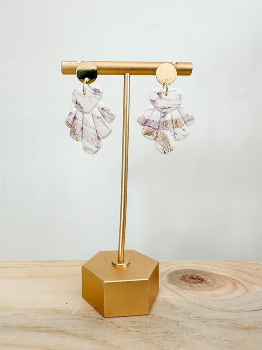 Handcrafted polymer clay earrings with intricate design and 18k gold plated earring posts