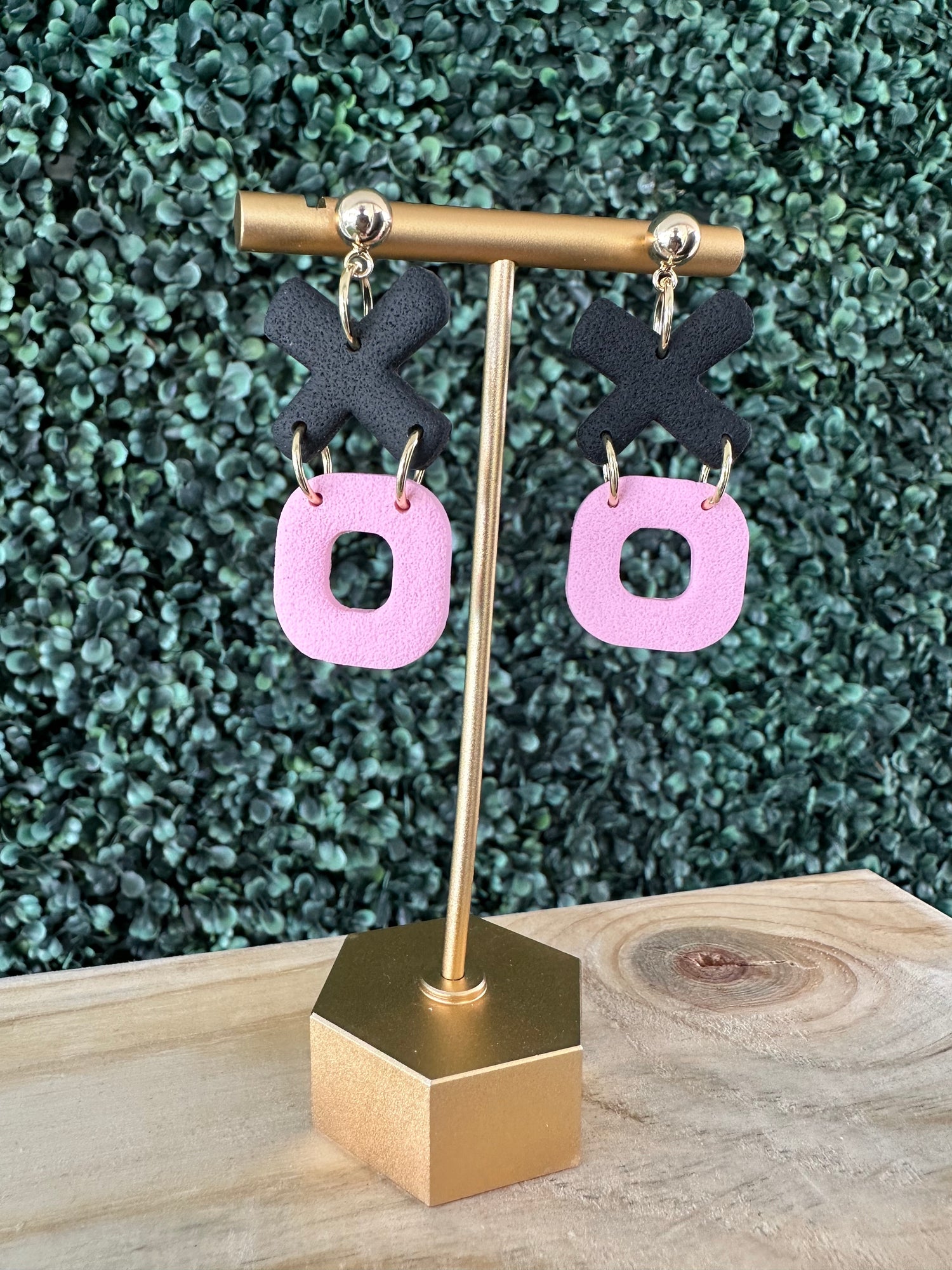 Handcrafted polymer clay earrings with intricate design and 18k gold plated earring posts