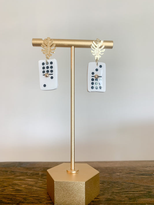Handcrafted polymer clay earrings with intricate design and 18k gold plated earring posts