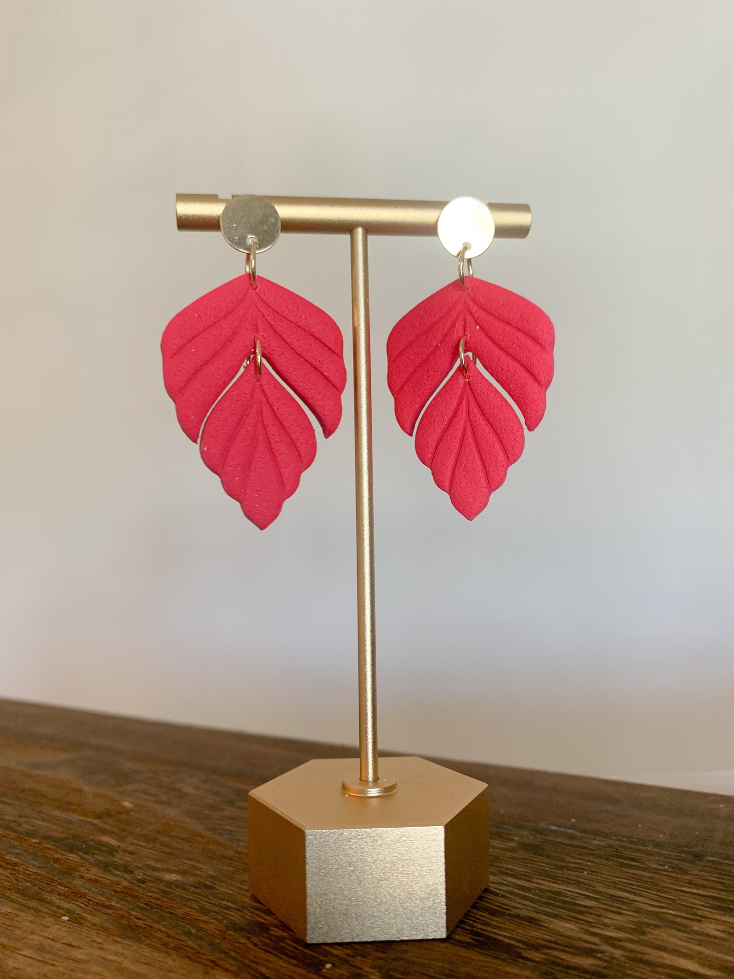 Handcrafted polymer clay earrings with intricate design and 18k gold plated earring posts