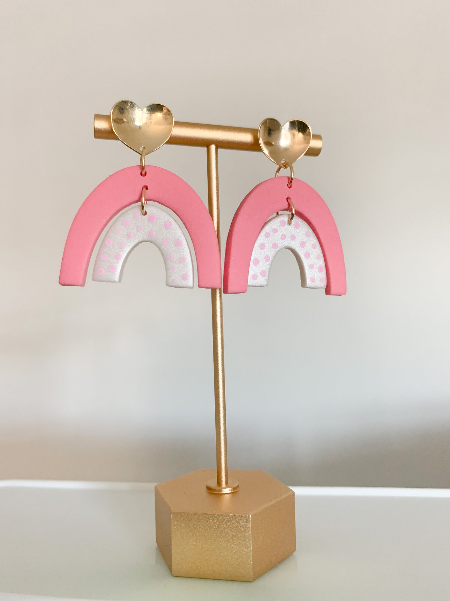 Handcrafted polymer clay earrings with intricate design and 18k gold plated earring posts