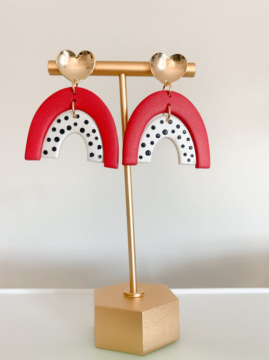 Handcrafted polymer clay earrings with intricate design and 18k gold plated earring posts