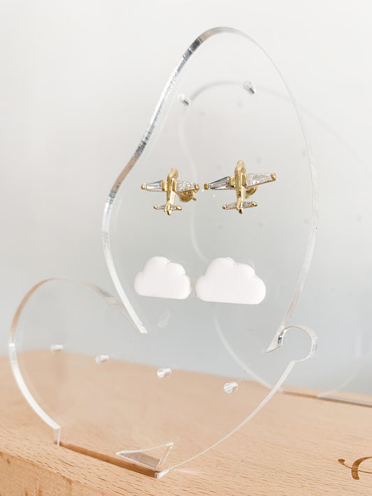 Handcrafted polymer clay earrings with intricate design and 18k gold plated earring posts