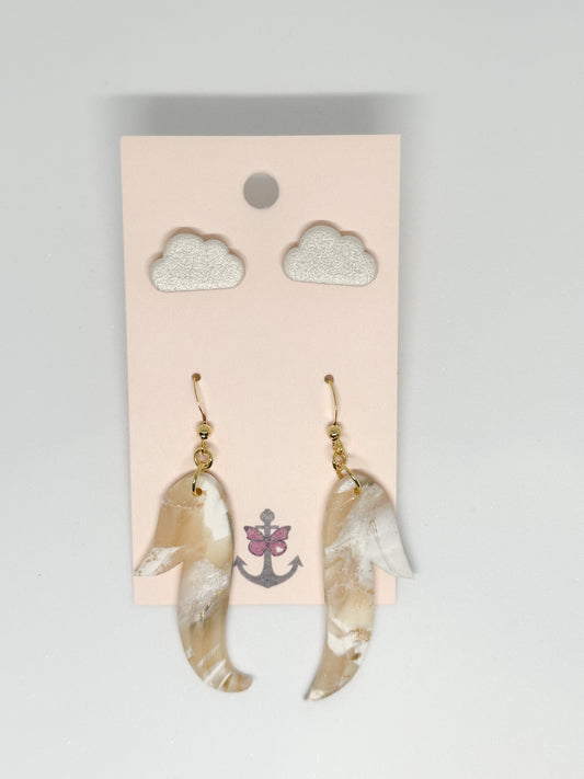 Handcrafted polymer clay earrings with intricate design and 18k gold plated earring posts
