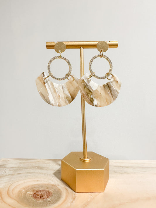 Handcrafted polymer clay earrings with intricate design and 18k gold plated earring posts