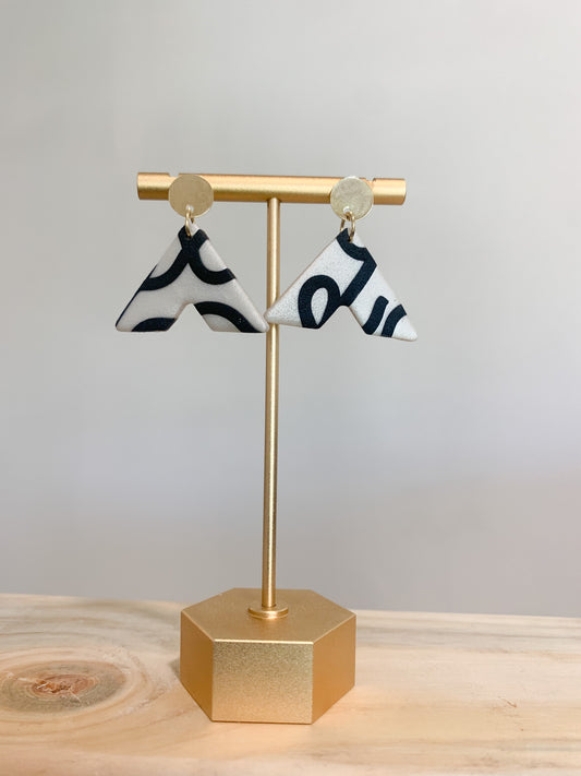 Handcrafted polymer clay earrings with intricate design and 18k gold plated earring posts