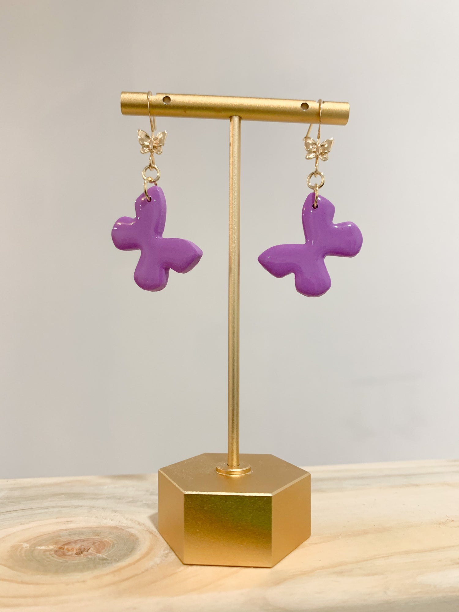 Handcrafted polymer clay earrings with intricate design and 18k gold plated earring posts