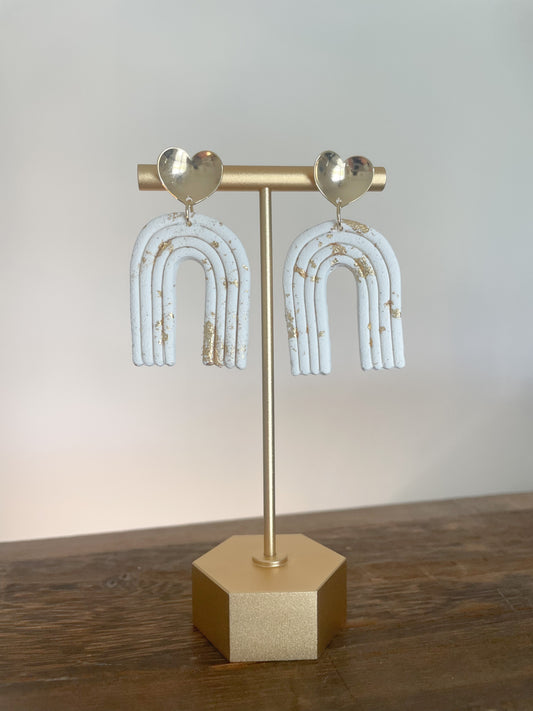 Handcrafted polymer clay earrings with intricate design and 18k gold plated earring posts