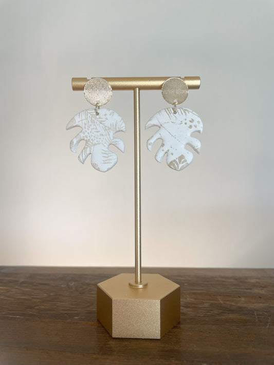 Handcrafted polymer clay earrings with intricate design and 18k gold plated earring posts