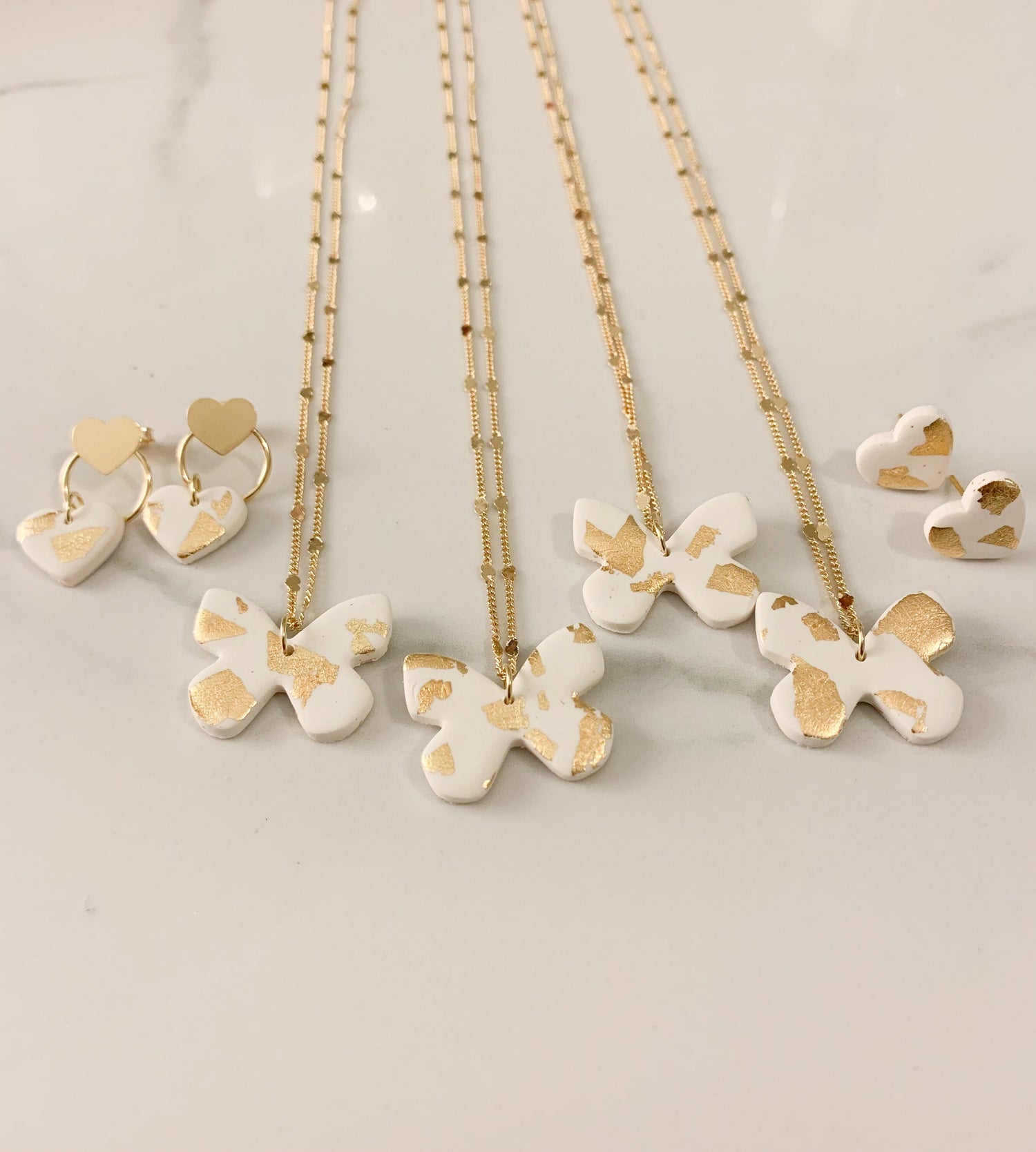 Elegant 18k Gold Plated Necklace Adorned with Unique Polymer Clay Pendant