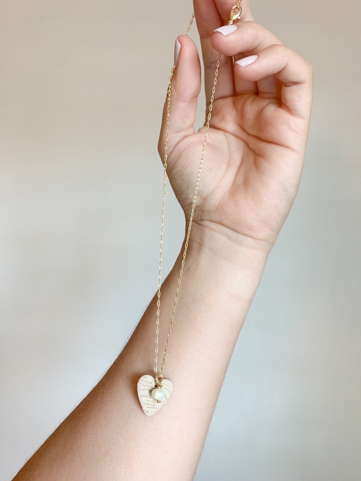 Elegant 18k Gold Plated Necklace Adorned with Unique Polymer Clay Pendant