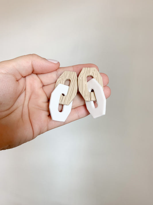 Handcrafted polymer clay earrings with intricate design and 18k gold plated earring posts