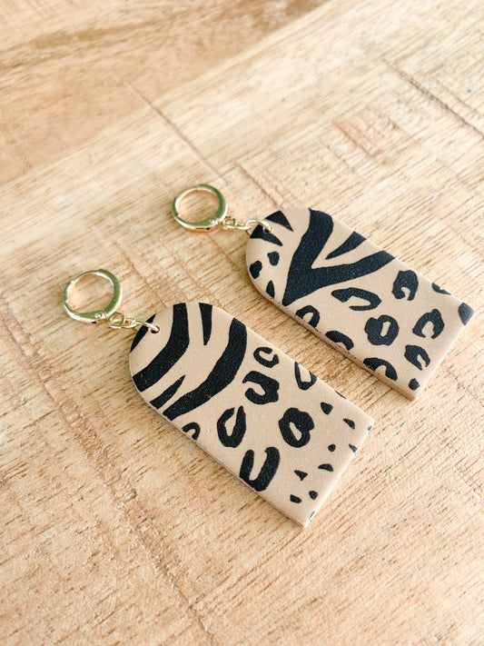 Handcrafted polymer clay earrings with intricate design and 18k gold plated earring posts