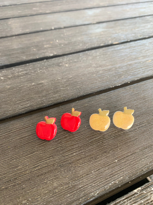 Handcrafted polymer clay earrings coated in resin with intricate design and 18k gold plated earring posts