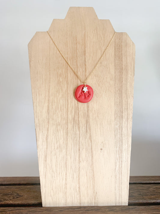 Elegant 18k Gold Plated Necklace Adorned with Unique Polymer Clay Pendant